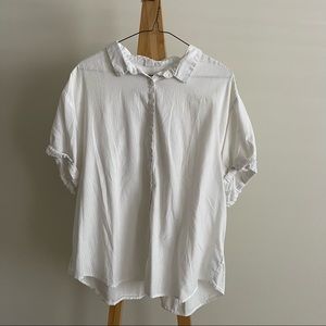 White Short Sleeve Button Down Top